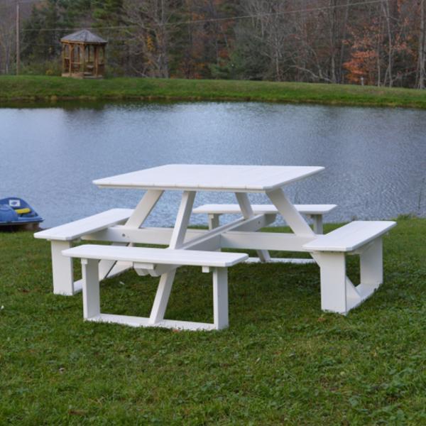 A &amp; L Furniture Recycled Plastic 44 Inch Square Walk-In Table Picnic Table Aruba Blue / No