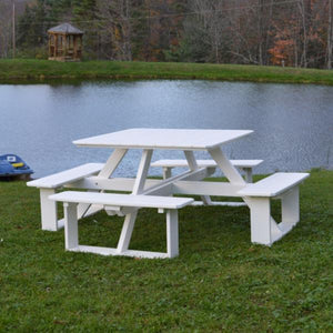 A & L Furniture Recycled Plastic 44 Inch Square Walk-In Table Picnic Table Aruba Blue / No