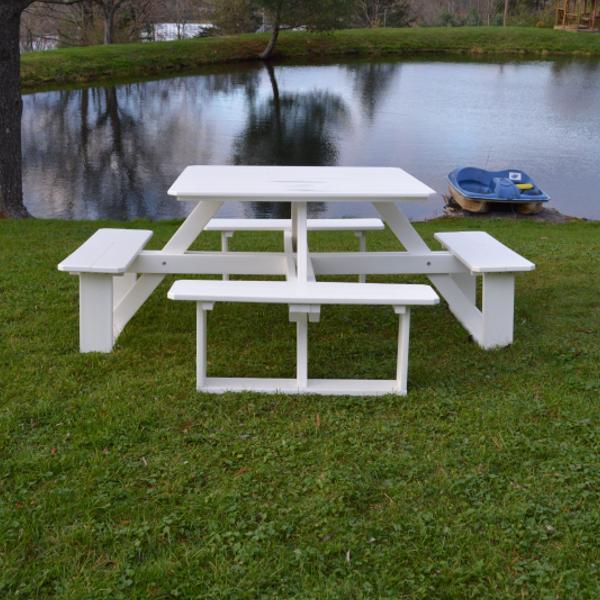 A &amp; L Furniture Recycled Plastic 44 Inch Square Walk-In Table Picnic Table Aruba Blue / No