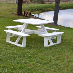 A & L Furniture Recycled Plastic 44 Inch Square Walk-In Table Picnic Table Aruba Blue / No