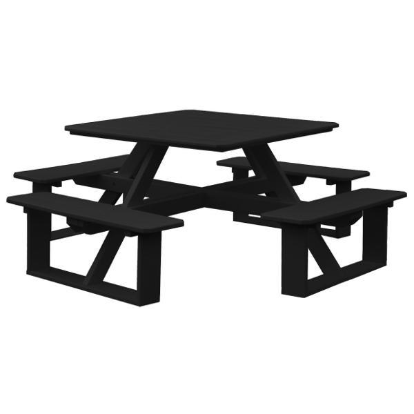 A &amp; L Furniture Recycled Plastic 44 Inch Square Walk-In Table Picnic Table Black / No