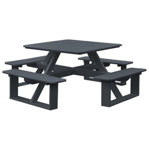 A & L Furniture Recycled Plastic 44 Inch Square Walk-In Table Picnic Table Dark Gray / No