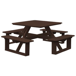 A & L Furniture Recycled Plastic 44 Inch Square Walk-In Table Picnic Table Tudor Brown / No