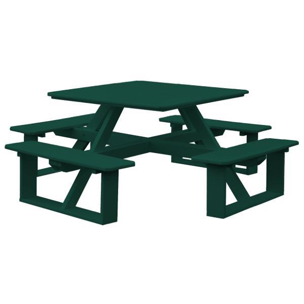 A &amp; L Furniture Recycled Plastic 44 Inch Square Walk-In Table Picnic Table Turf Green / No
