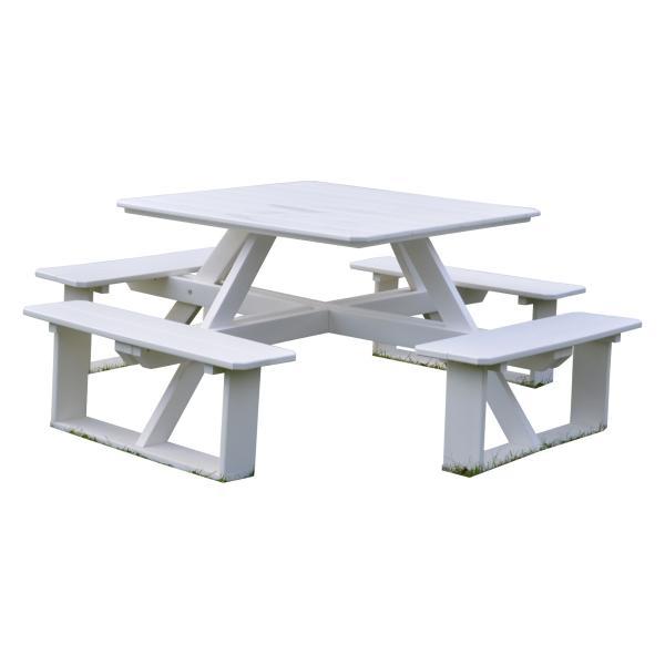 A &amp; L Furniture Recycled Plastic 44 Inch Square Walk-In Table Picnic Table White / No