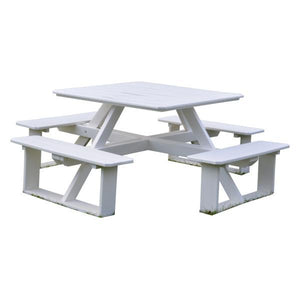 A & L Furniture Recycled Plastic 44 Inch Square Walk-In Table Picnic Table White / No