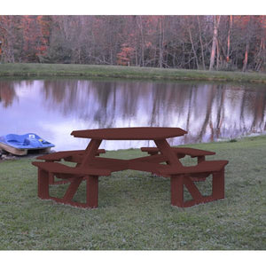 A & L Furniture Recycled Plastic 54 Inch Octagon Walk-In Table Picnic Table Aruba Blue / No
