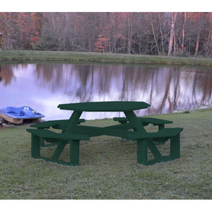 A & L Furniture Recycled Plastic 54 Inch Octagon Walk-In Table Picnic Table Aruba Blue / No