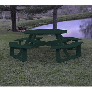 A & L Furniture Recycled Plastic 54 Inch Octagon Walk-In Table Picnic Table Aruba Blue / No