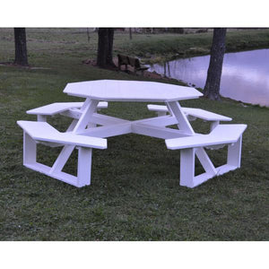 A & L Furniture Recycled Plastic 54 Inch Octagon Walk-In Table Picnic Table Aruba Blue / No