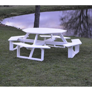 A & L Furniture Recycled Plastic 54 Inch Octagon Walk-In Table Picnic Table Aruba Blue / No