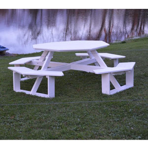A & L Furniture Recycled Plastic 54 Inch Octagon Walk-In Table Picnic Table Aruba Blue / No