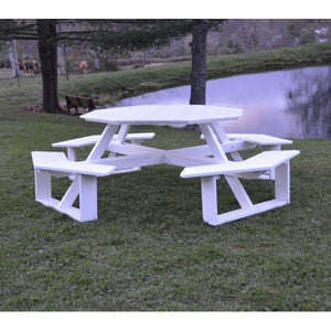 A & L Furniture Recycled Plastic 54 Inch Octagon Walk-In Table Picnic Table Aruba Blue / No