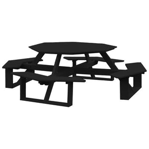 A & L Furniture Recycled Plastic 54 Inch Octagon Walk-In Table Picnic Table Black / No