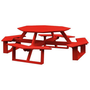 A & L Furniture Recycled Plastic 54 Inch Octagon Walk-In Table Picnic Table Bright Red / No
