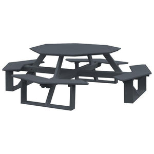 A & L Furniture Recycled Plastic 54 Inch Octagon Walk-In Table Picnic Table Dark Gray / No