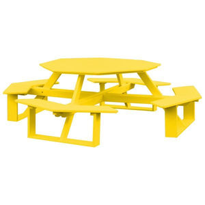 A & L Furniture Recycled Plastic 54 Inch Octagon Walk-In Table Picnic Table Lemon Yellow / No