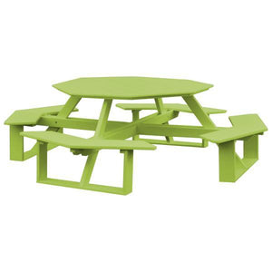 A & L Furniture Recycled Plastic 54 Inch Octagon Walk-In Table Picnic Table Tropical Lime / No