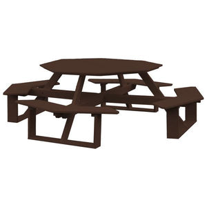 A & L Furniture Recycled Plastic 54 Inch Octagon Walk-In Table Picnic Table Tudor Brown / No