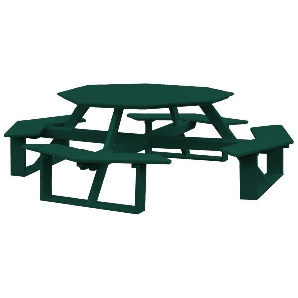A &amp; L Furniture Recycled Plastic 54 Inch Octagon Walk-In Table Picnic Table Turf Green / No