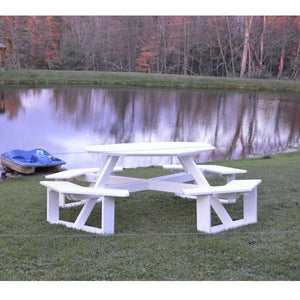 A & L Furniture Recycled Plastic 54 Inch Octagon Walk-In Table Picnic Table White / No