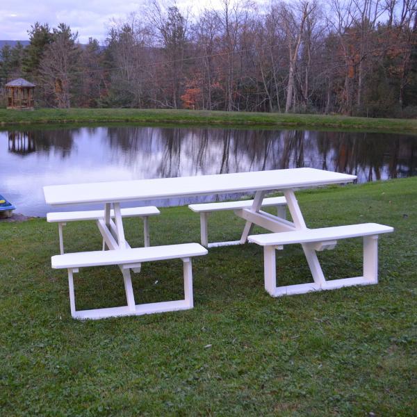 A &amp; L Furniture Recycled Plastic 8 ft Walk-In Table Picnic Table Aruba Blue / No