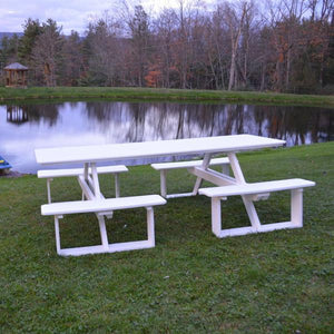 A & L Furniture Recycled Plastic 8 ft Walk-In Table Picnic Table Aruba Blue / No