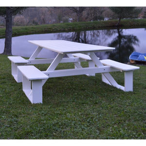 A & L Furniture Recycled Plastic 8 ft Walk-In Table Picnic Table Aruba Blue / No