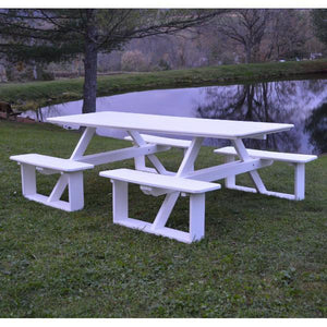 A & L Furniture Recycled Plastic 8 ft Walk-In Table Picnic Table Aruba Blue / No