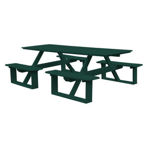 A & L Furniture Recycled Plastic 8 ft Walk-In Table Picnic Table Aruba Blue / No
