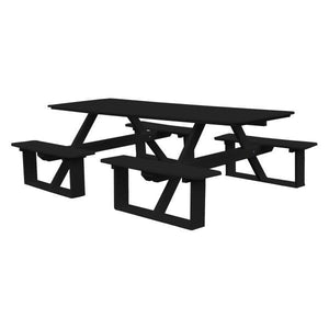 A & L Furniture Recycled Plastic 8 ft Walk-In Table Picnic Table Black / No