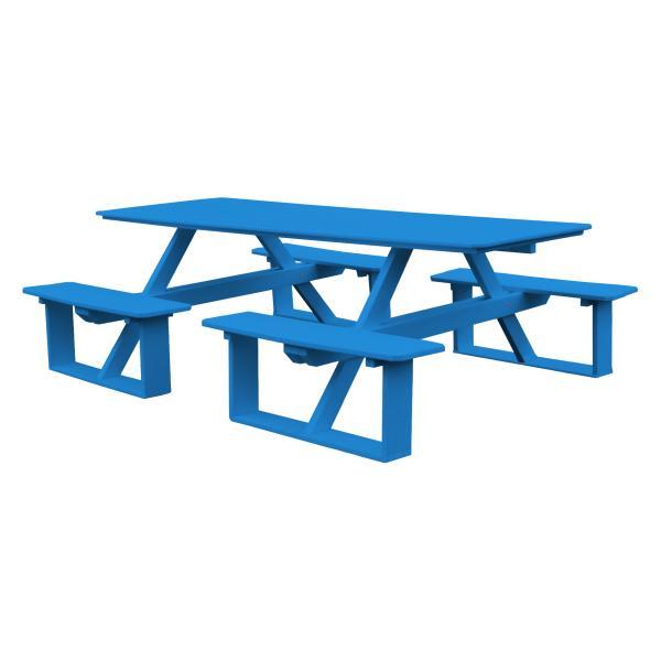 A &amp; L Furniture Recycled Plastic 8 ft Walk-In Table Picnic Table Blue / No