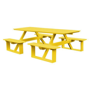 A & L Furniture Recycled Plastic 8 ft Walk-In Table Picnic Table Lemon Yellow / No