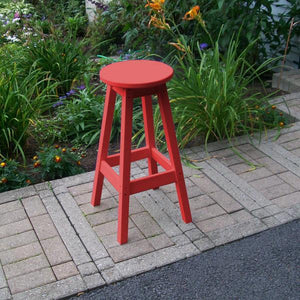 A & L Furniture Recycled Plastic Bar Stool Stool Bright Red