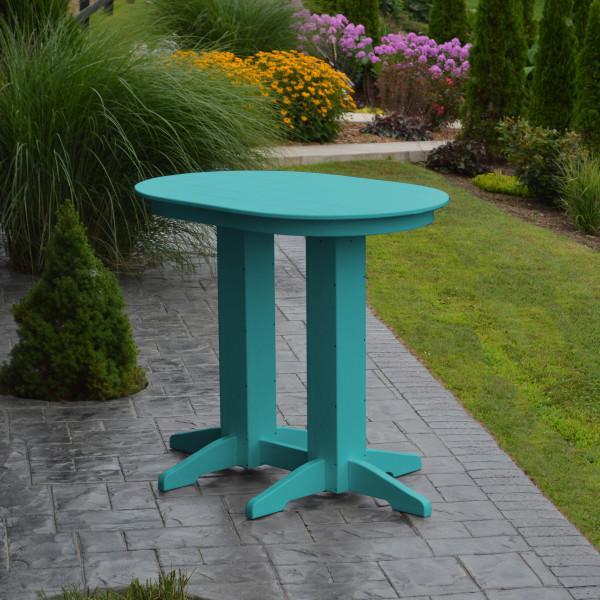A &amp; L Furniture Recycled Plastic Oval Bar Table Bar Table 4ft / Aruba Blue / No