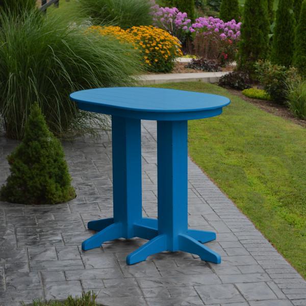 A &amp; L Furniture Recycled Plastic Oval Bar Table Bar Table 4ft / Aruba Blue / No