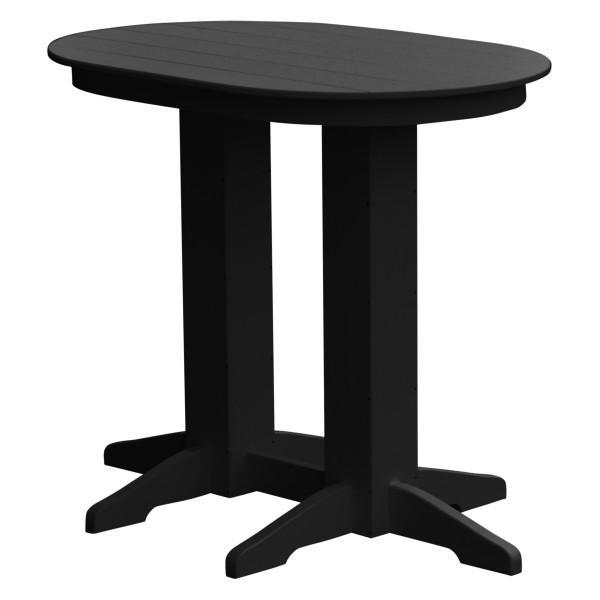 A &amp; L Furniture Recycled Plastic Oval Bar Table Bar Table 4ft / Black / No