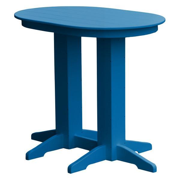A &amp; L Furniture Recycled Plastic Oval Bar Table Bar Table 4ft / Blue / No