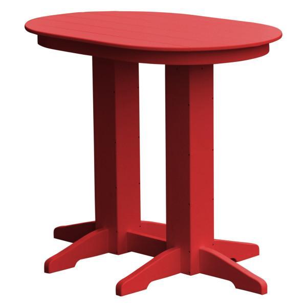 A &amp; L Furniture Recycled Plastic Oval Bar Table Bar Table 4ft / Bright Red / No