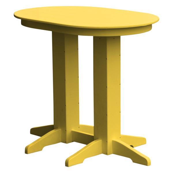 A &amp; L Furniture Recycled Plastic Oval Bar Table Bar Table 4ft / Lemon Yellow / No