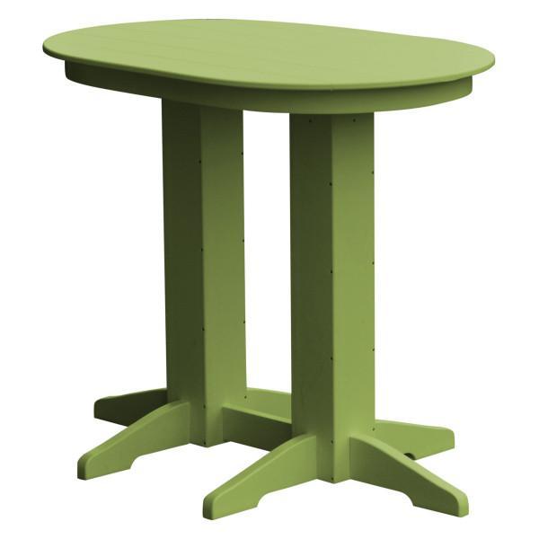 A &amp; L Furniture Recycled Plastic Oval Bar Table Bar Table 4ft / Tropical Lime / No