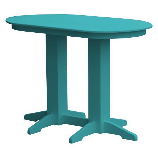 A &amp; L Furniture Recycled Plastic Oval Bar Table Bar Table 5ft / Aruba Blue / No