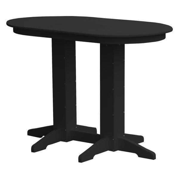 A &amp; L Furniture Recycled Plastic Oval Bar Table Bar Table 5ft / Black / No