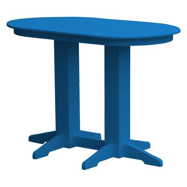 A &amp; L Furniture Recycled Plastic Oval Bar Table Bar Table 5ft / Blue / No