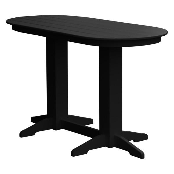 A &amp; L Furniture Recycled Plastic Oval Bar Table Bar Table 6ft / Black / No
