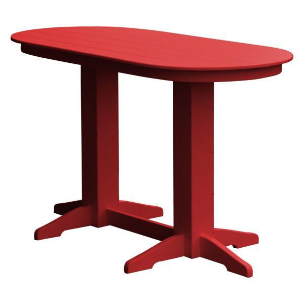 A &amp; L Furniture Recycled Plastic Oval Bar Table Bar Table 6ft / Bright Red / No