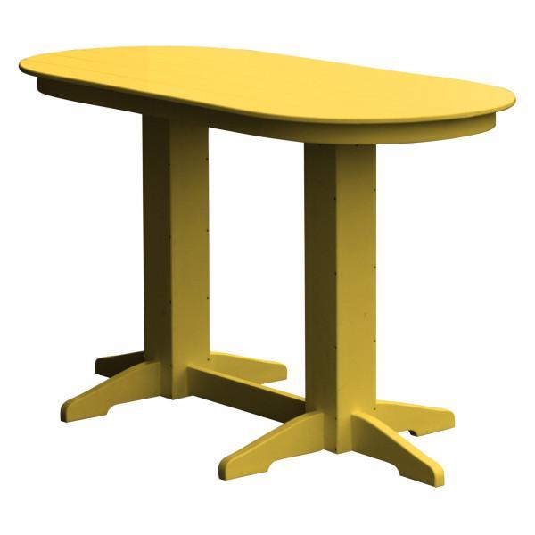 A &amp; L Furniture Recycled Plastic Oval Bar Table Bar Table 6ft / Lemon Yellow / No