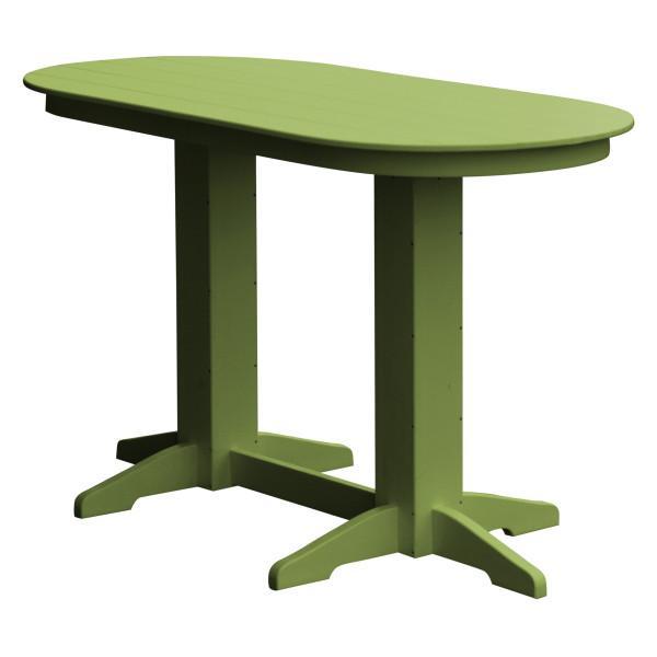 A &amp; L Furniture Recycled Plastic Oval Bar Table Bar Table 6ft / Tropical Lime / No