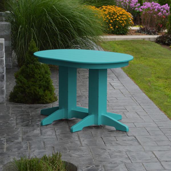 A &amp; L Furniture Recycled Plastic Oval Dining Table Dining Table 4ft / Aruba-Blue / Details