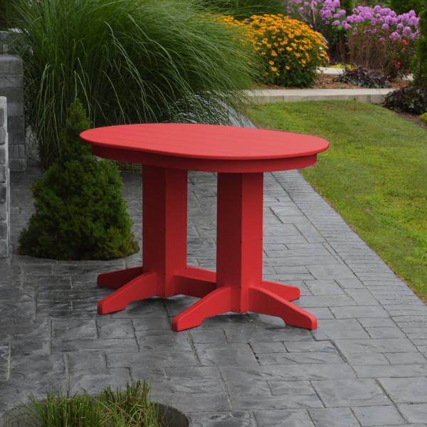 A &amp; L Furniture Recycled Plastic Oval Dining Table Dining Table 4ft / Bright-Red / Details
